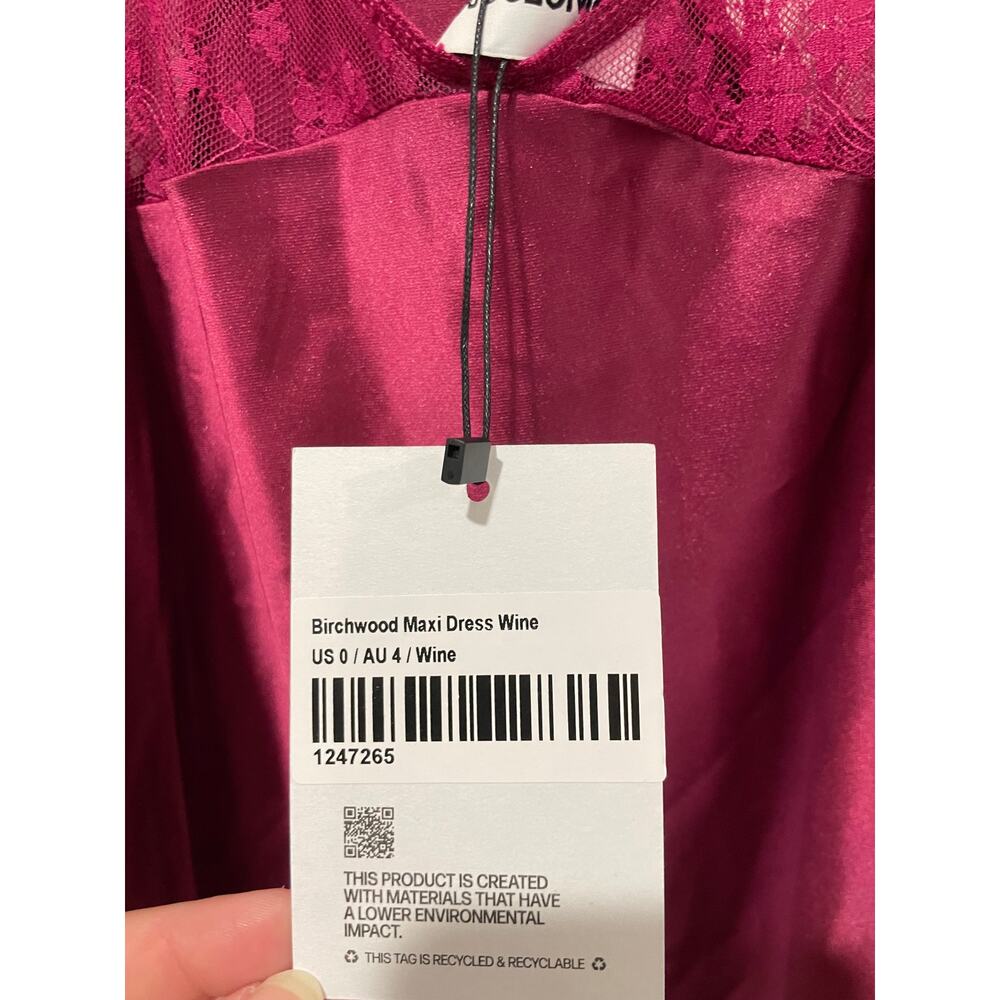 NWT Princess Polly Birchwood Silk Sheer Lace Cutout Maxi Dress Wine Women's Sz 0 - Picture 6 of 6